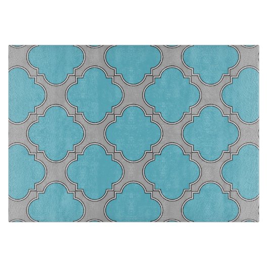 Planche À Découper Quatrefoil bleu et gris (Devant)