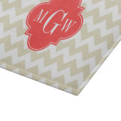 Planche À Découper Quatrefoil de corail blanc beige 3 Monogramme (Coin)
