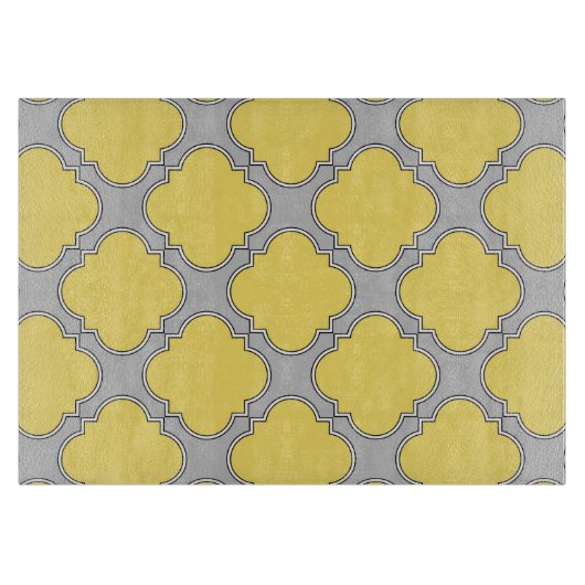 Planche À Découper Quatrefoil jaune et gris (Devant)