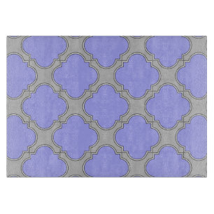 Planche À Découper Quatrefoil periwinkle et gris