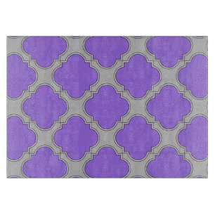 Planche À Découper Quatrefoil violet et gris