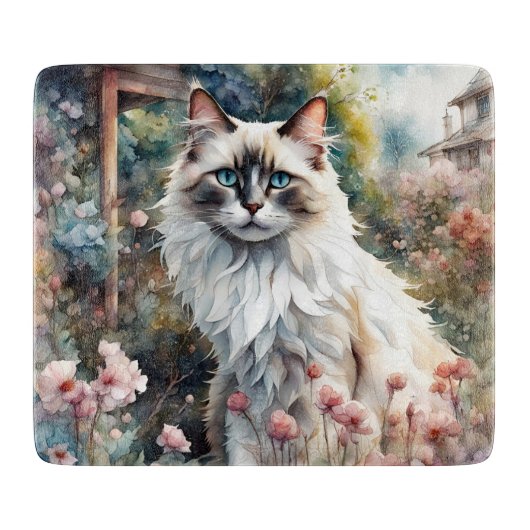 Planche À Découper Ragdoll Chat en anglais Garden (Devant)