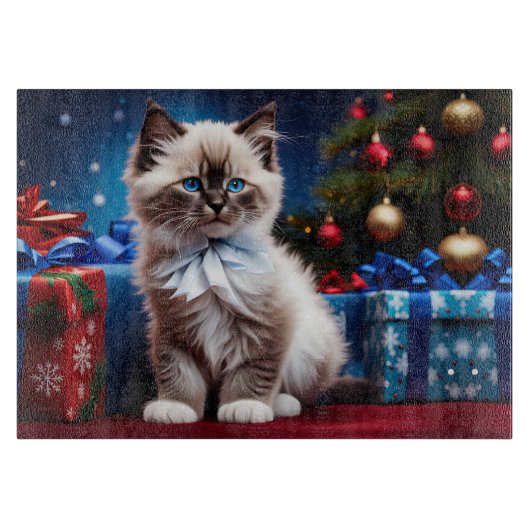 Planche À Découper Ragdoll Kitten cadeau de Noël (Devant)