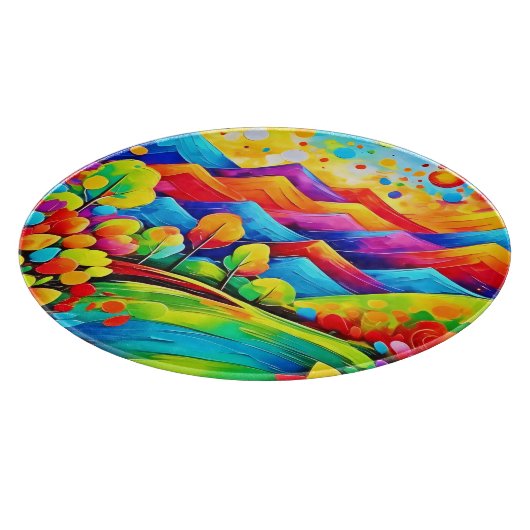 Planche À Découper Rainbow Mountains Paysage Abstrait (Coin)