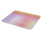 Planche À Découper Rainbow Pastel Girly Parties scintillant Metal Nom (Coin)