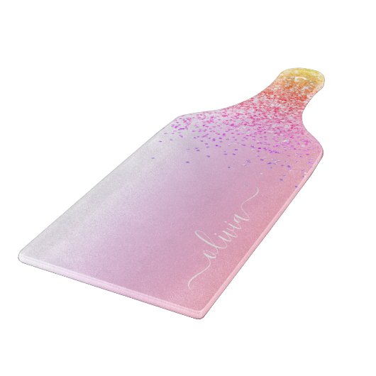 Planche À Découper Rainbow Pastel Girly Parties scintillant Metal Nom (Coin)