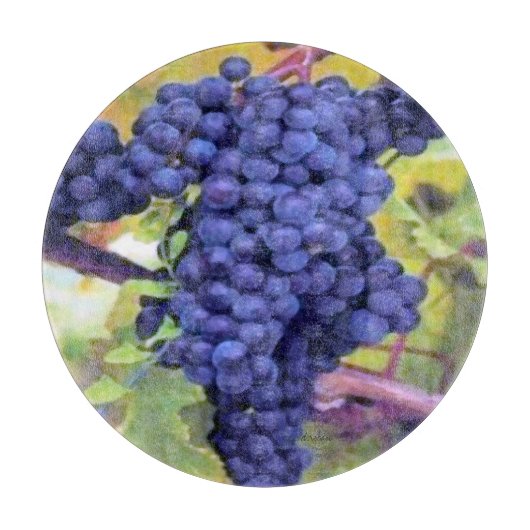 Planche À Découper Raisin-Vieux style du monde de vin (Devant)