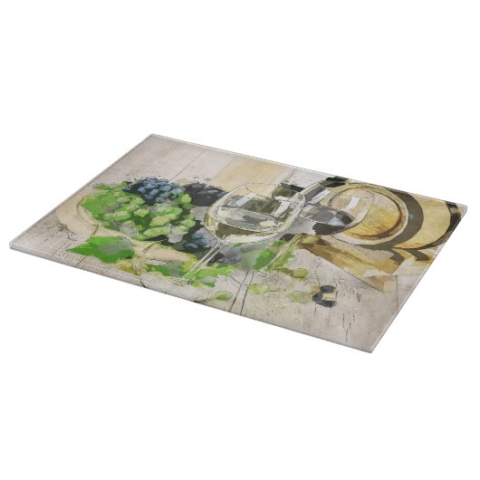 Planche À Découper Raisins mignons et vin nature florale (Coin)