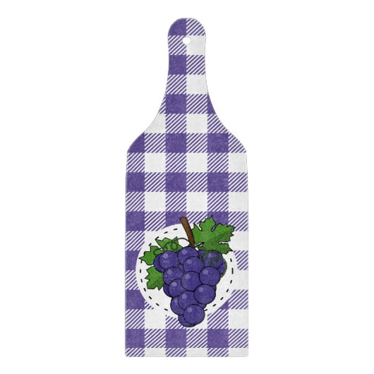 Planche À Découper Raisins sur Plaid violet blanc (Devant)