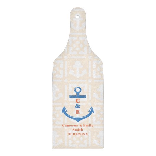 Planche À Découper Rame à monogramme d'ancre nautique (Devant)