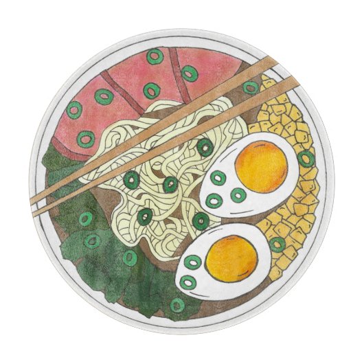 Planche À Découper Ramen Noodles Bowl Restauration Japonaise Foin (Devant)