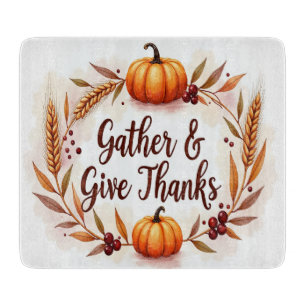 Planche À Découper Rassemblez et donnez Merci Thanksgiving Cutboard