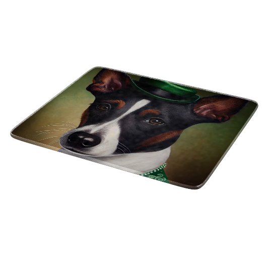 Planche À Découper Rat Terrier Chien en robe de fête St. Patrick (Coin)
