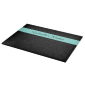 Planche À Découper Rayure noire moderne d'Aqua d'empreinte de léopard (Coin)