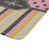 Planche À Découper Rayures chics et pois de tableau de monogramme (Coin)