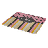 Planche À Découper Rayures chics et pois de tableau de monogramme (Coin)