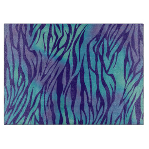 Planche À Découper Rayures de zèbre bleu aqua et violet