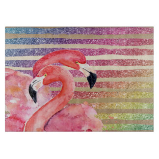 Planche À Découper Rayures d'or de parties scintillantes de Flamants