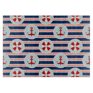 Planche À Découper Rayures et motif de points nautiques