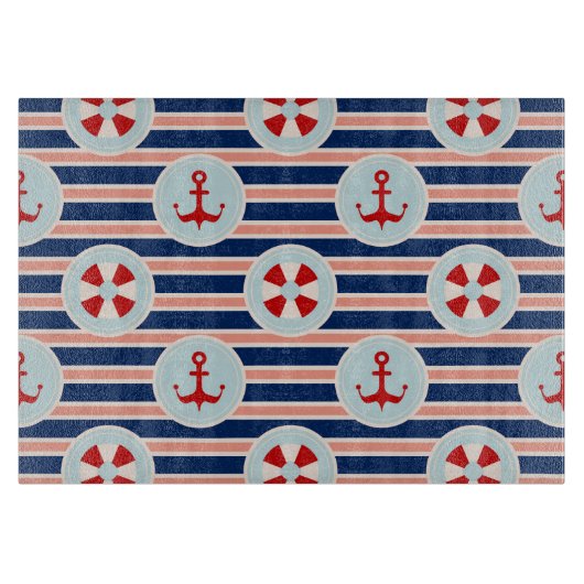 Planche À Découper Rayures et motif de points nautiques (Devant)