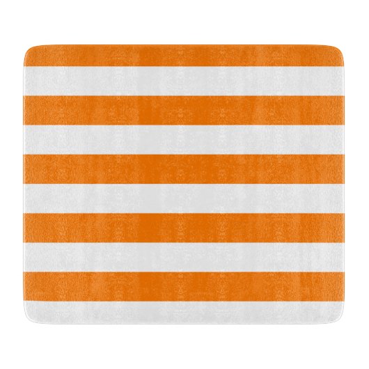 Planche À Découper Rayures orange sécurité et blanc (Devant)