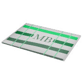 Planche À Découper rayures vertes monogramme épais ajouter nom titre (Coin)