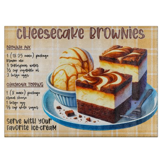 Planche À Découper Recette Brownies au gâteau au fromage (Devant)