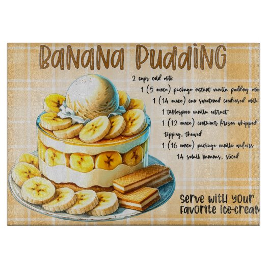 Planche À Découper Recette de pudding à la banane (Devant)