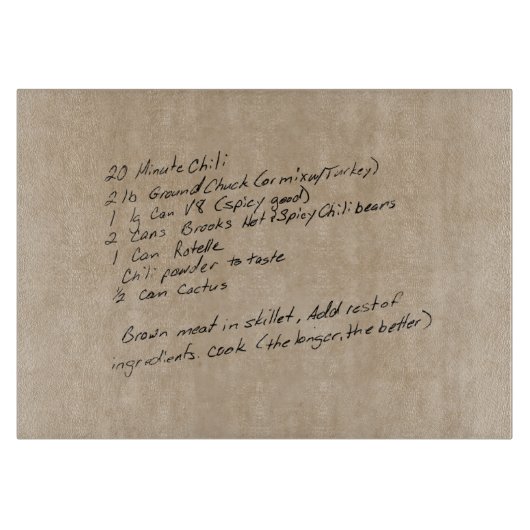 Planche À Découper Recette écrite à la main - photo personnalisée (Devant)