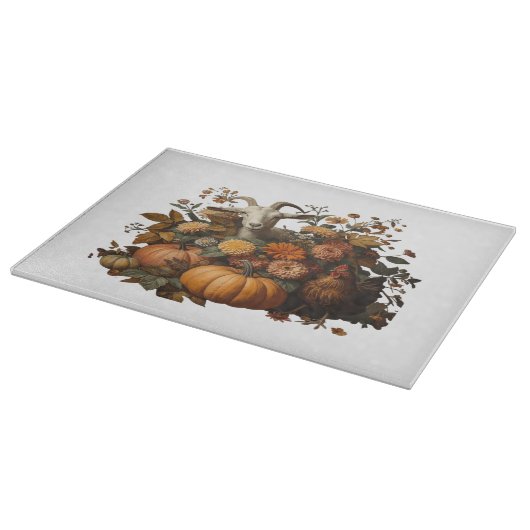 Planche À Découper Récolte d'automne rustique (Coin)