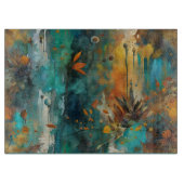 Planche À Découper Récolte d'automne Turquoise rouille or Abstrait (Devant)