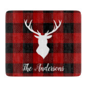 Planche À Découper Red Buffalo Plaid & Deer | Nom personnel Cadeau (Devant)