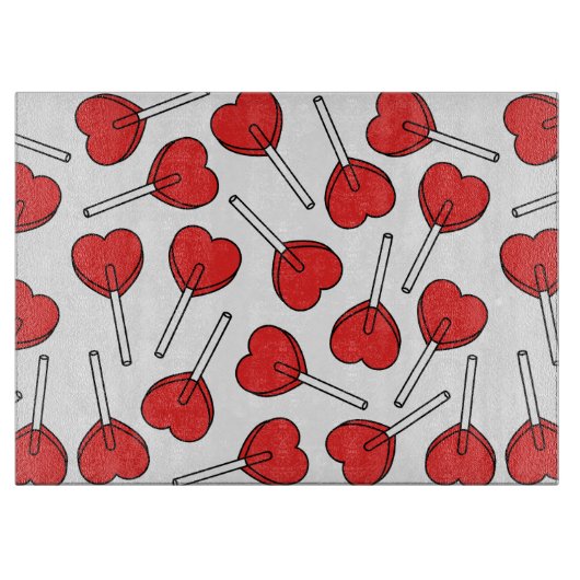 Planche À Découper Red Lollipops, Heart Lollipops, Lollipop Pattern (Devant)
