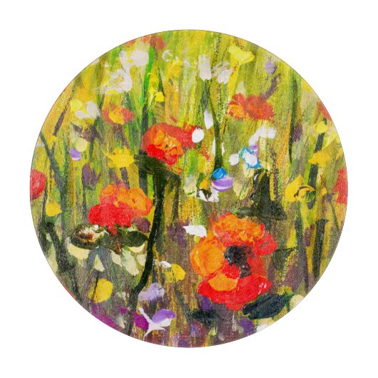 Planche À Découper Red Poppies Champ peinture Abstraite (Devant)