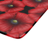 Planche À Découper Red Poppy Motif Black Glass Cutboard (Coin)