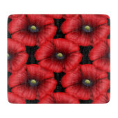 Planche À Découper Red Poppy Motif Black Glass Cutboard (Devant)