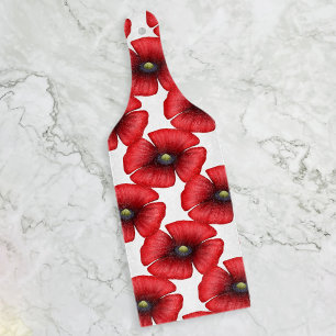 Planche À Découper Red Poppy Motif Floral Paddle Cutting Board