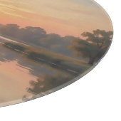 Planche À Découper Reflet du lac à l'heure dorée Impressionniste (Coin)