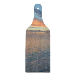 Planche À Découper Reflets du coucher de soleil sur l'eau photographi