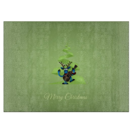 Planche À Découper Reindeer Dancing Guitare Joyeux sapin de Noël (Devant)