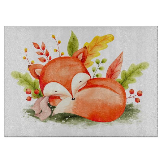 Planche À Découper Renard d'automne mignon (Devant)