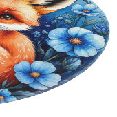 Planche À Découper Renard entouré de fleurs bleues (Coin)