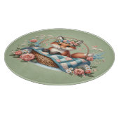 Planche À Découper Renard floral en panier avec courtepointe et fleur (Coin)