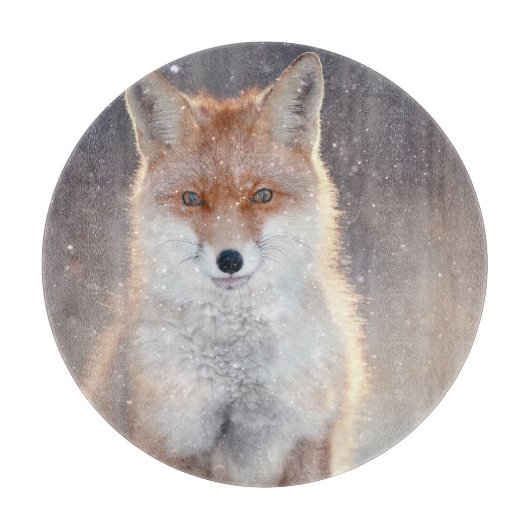 Planche À Découper Renard rouge, forêt d'hiver, illustration pittores (Devant)