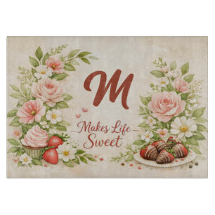 Planche À Découper Rend la vie douce – Fleurs personnalisées avec ini