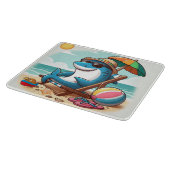 Planche À Découper Requin caricatural à la plage (Coin)