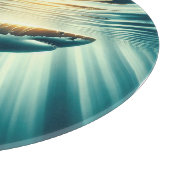 Planche À Découper Requin dans la mer bleue profonde & soleil (Coin)
