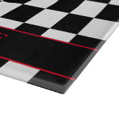 Planche À Découper Restaurant Chef Casquette sur À damiers noir et bl (Coin)