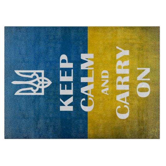 Planche À Découper Restez calme et continuez votre trident emblème uk (Devant)