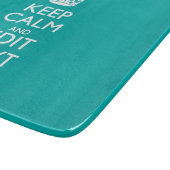 Planche À Découper Restez calme et votre texte sur Accent Turquoise (Coin)